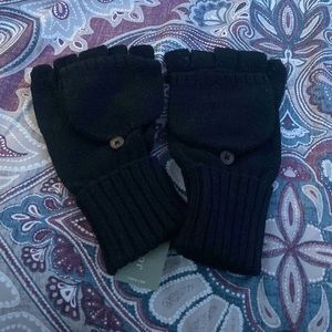 J.Crew Ribbed-knit glittens in Black